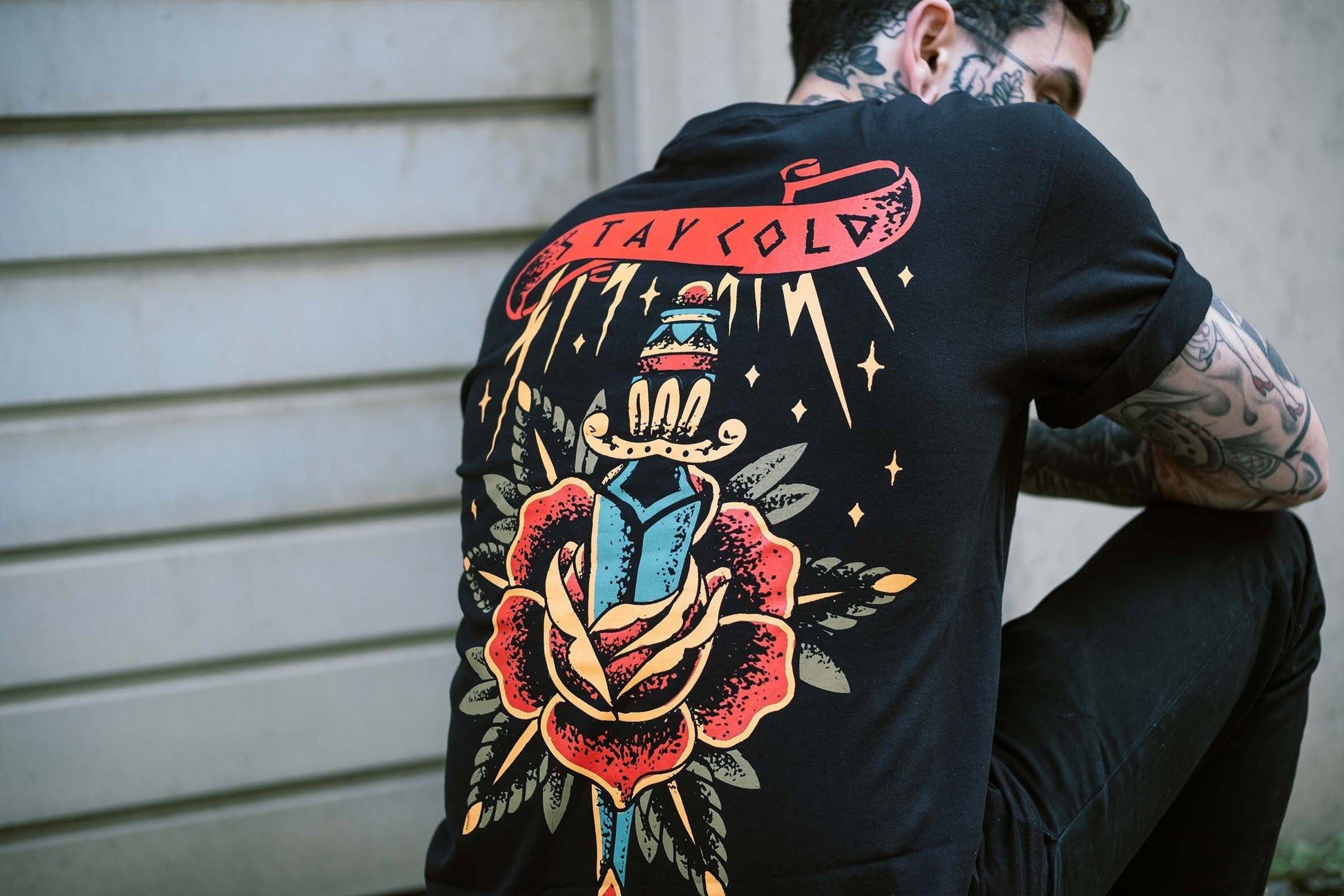 stay cold, tattoo apparel, tattoo clothing, tattoo t-shirt, tattoo tee, tattoo model