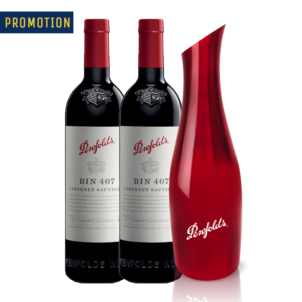 Penfolds Bin 407 Cabernet Sauvignon x 2 (Free 1 Decanter)