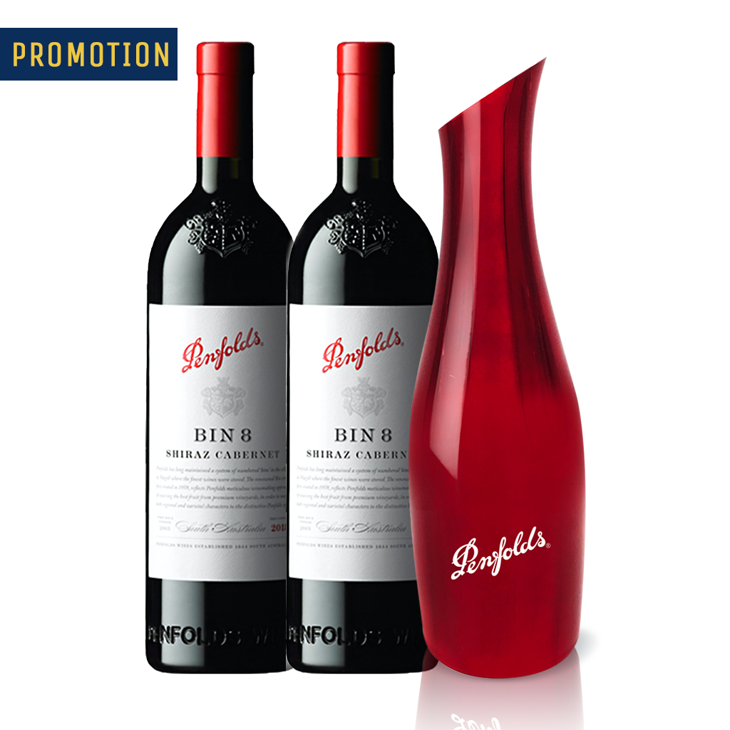 Penfolds Bin 8 Cabernet Shiraz x 2 (Free 1 Decanter)