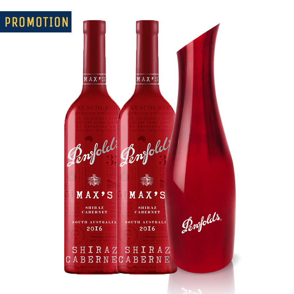 Penfolds Max's Shiraz Cabernet x 2 (Free 1 Decanter)