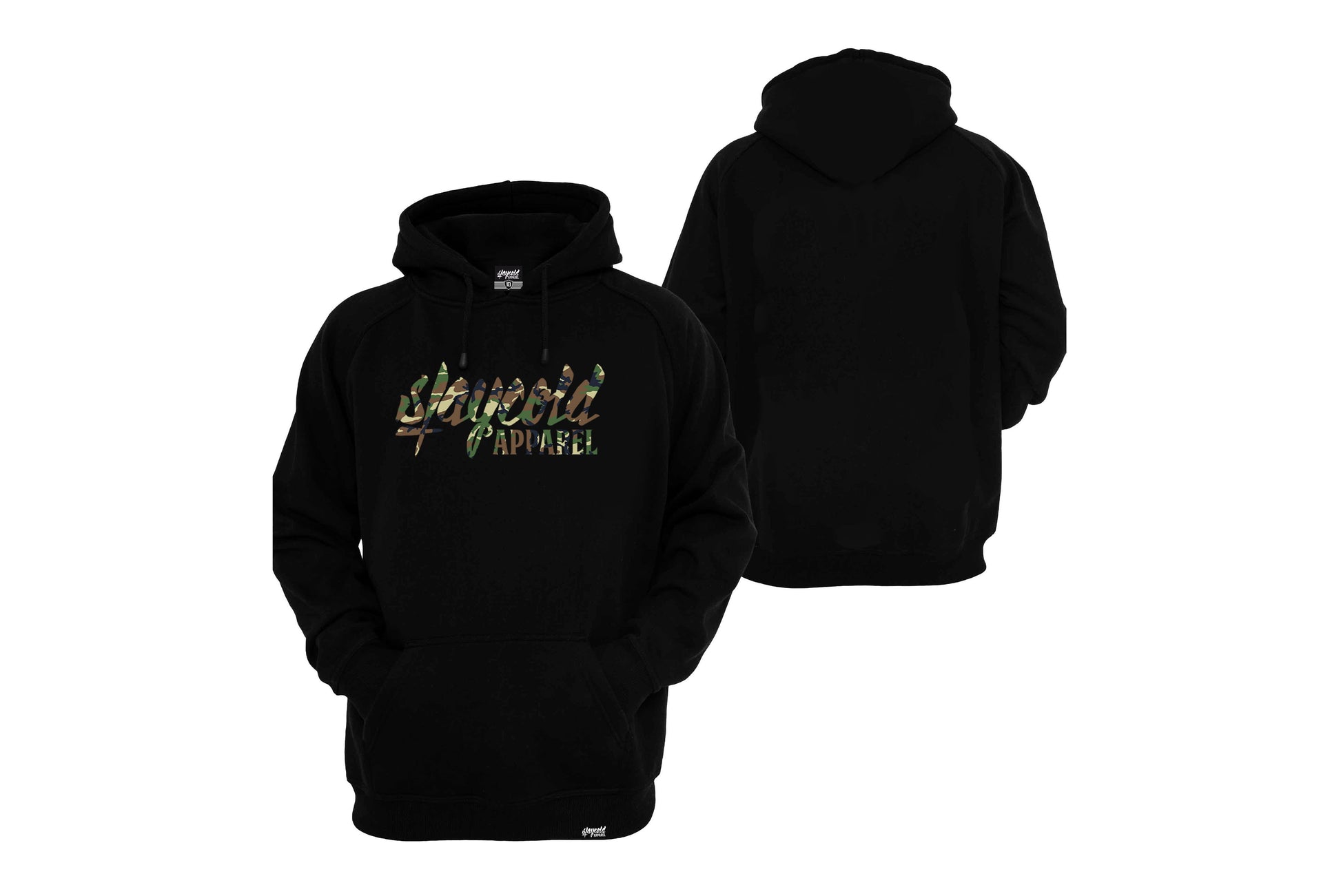 new Stay Cold Apparel Variation of the Essential Logo Hoodie in Camouflage Woodland