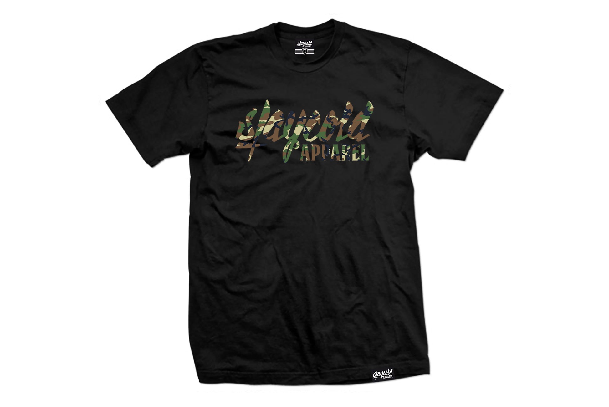 Stay Cold Apparel Variation of the Essential Logo Tee now in Camouflage Woodland